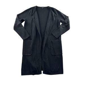 J.Crew Juliette Collarless Sweater Blazer XS Knit Cardigan Linen Blend Black